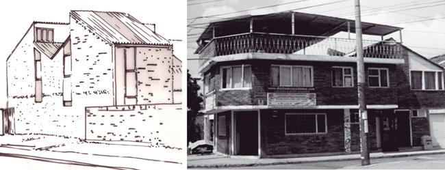 Imágenes versión original del proyecto Timiza (izquierda) 1966, situación al 2008 (derecha)