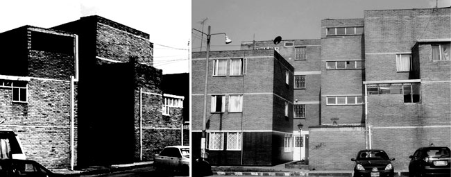 Imágenes versión original del proyecto Kennedy Experimental (izquierda) 1971, situación al 2011 (derecha)
